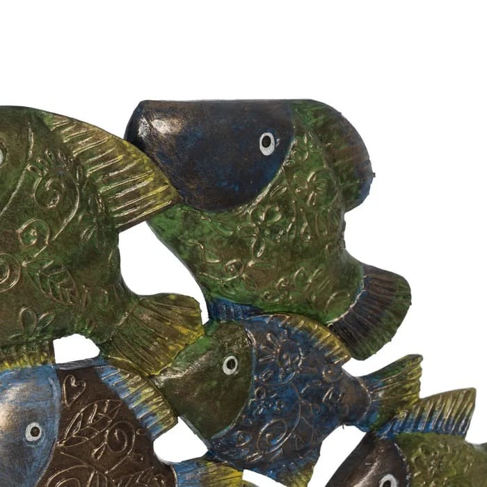 Figura Tallada de Peces Multicolor en Madera de Albasia (60x11x52 cm) - Imagen 3