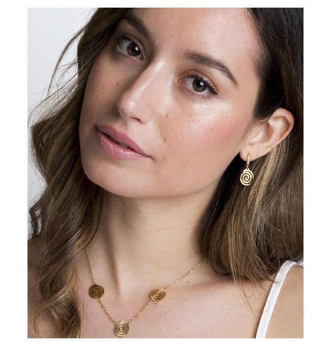 Pendientes Colgante Espiral Acero Oro