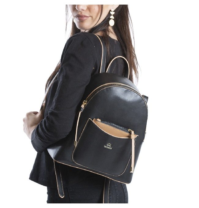 Bolso Mochila Negro con Monedero (26x30x12 cm)