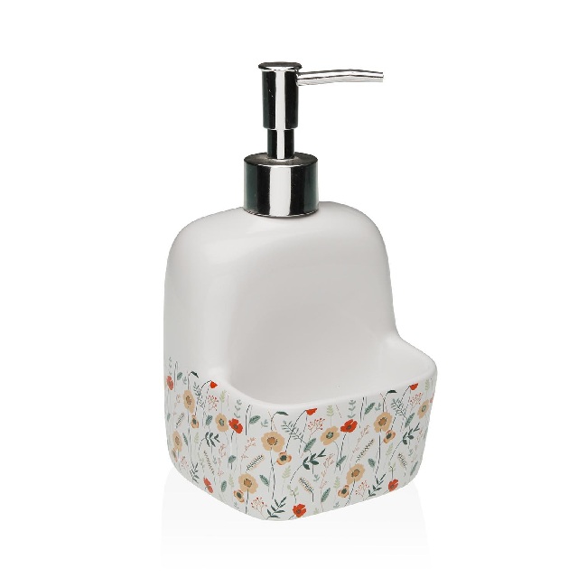 Caja Té Madera Blanca Flores Naranjas Candela Vintage (24x17x7 cm)