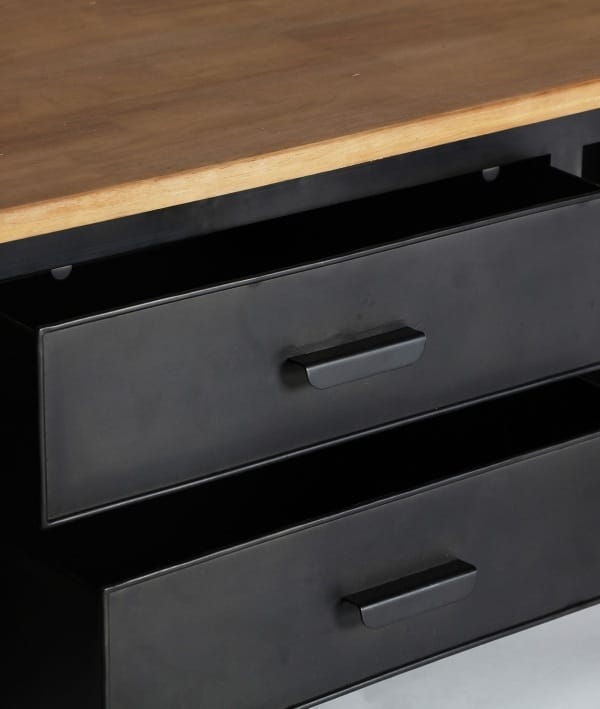 Mueble Auxiliar-Tv Metal Negro y Madera Natural Oxford (165x45x53cm) - Imagen 4