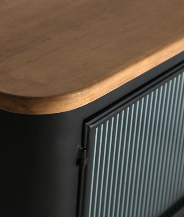Mueble Auxiliar-Tv Metal Negro y Madera Natural Oxford (165x45x53cm) - Imagen 5