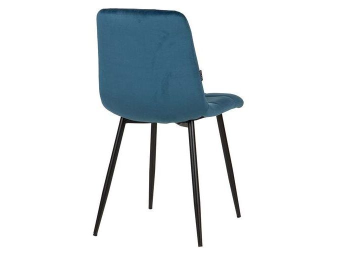 Set 4 Sillas Tapizadas Terciopelo Azul Oscuro Dallas, Vintage (48x56x80 cm)