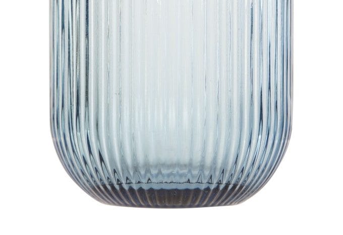 Set 6 Vasos Cristal Azul Líneas, Evy (7,5dx11cm)