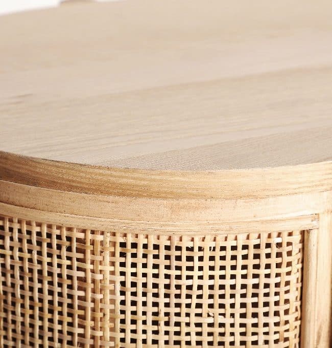 Cómoda Ovalada Fresno y Ratán Layki (80x39x80 cm)