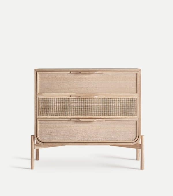 Estantería Madera de Fresno y Ratán Vanar , Nórdica (60x35x175cm)