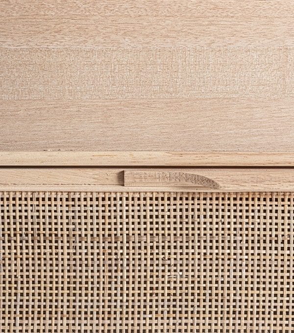 Cómoda Madera de Fresno y Ratán Vanar , Nórdica (90x39x80cm)