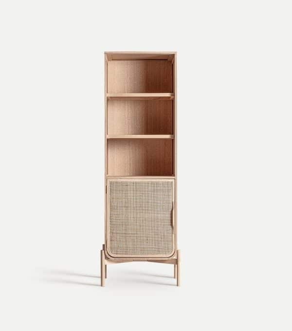 Estantería Madera de Fresno y Ratán Vanar , Nórdica (60x35x175cm)