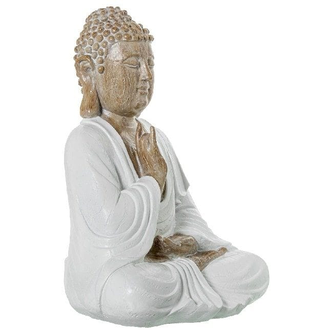 Figura Buda en Resina Marrón y Crema (27x20x34 cm)