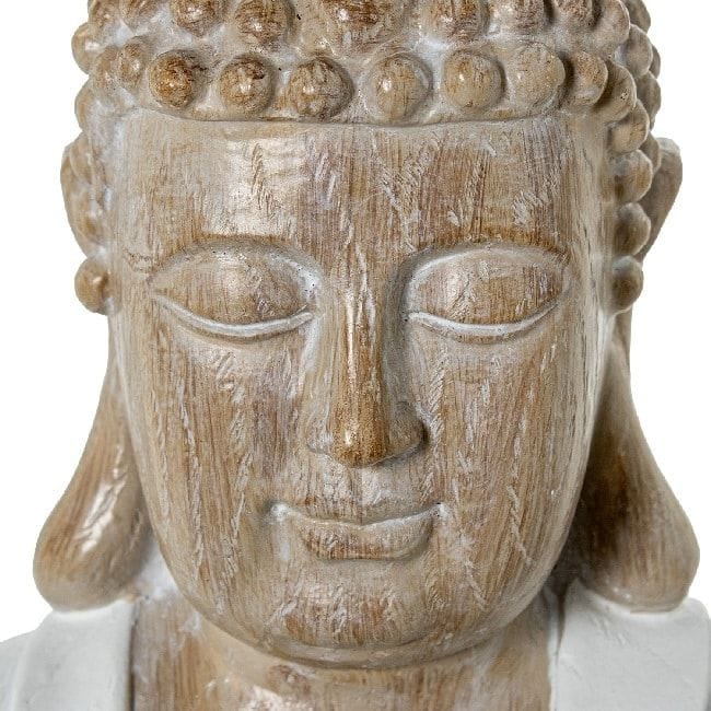 Figura Buda en Resina Marrón y Crema (27x20x34 cm)