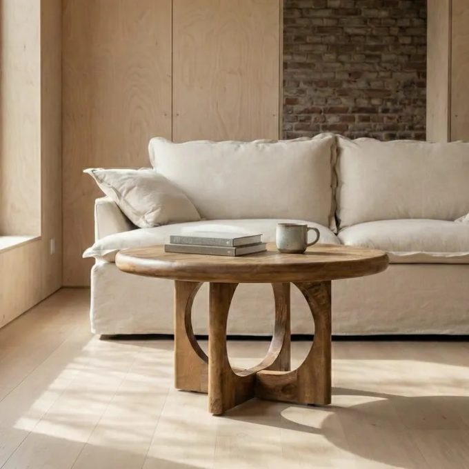 Set 2 Mesas Centro Nido en Madera de Mango Akira, Estilo Japandi (100x50x35 cm)