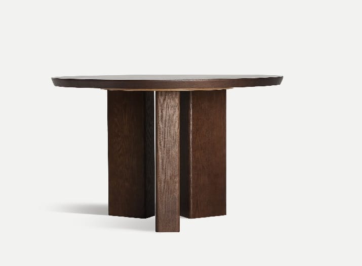 mesa de comedor redonda en dm y chapa de fresno de 120 cm y estilo moderno