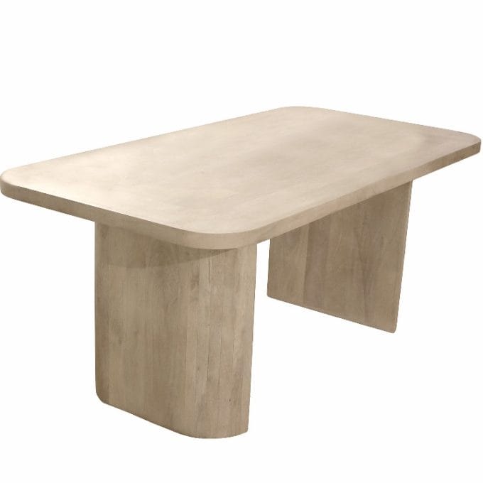 mesa de comedor rectangular en madera de mango cruda de estilo nórdico