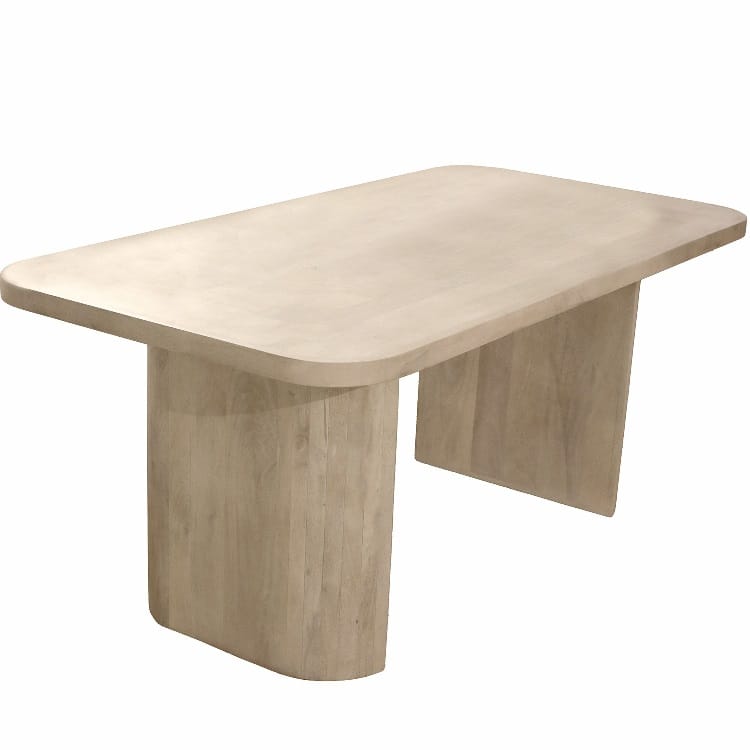 mesa de comedor rectangular en madera de mango cruda de estilo nórdico