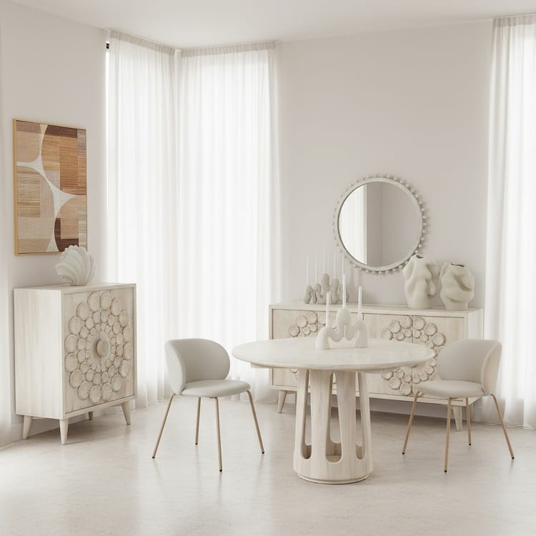 Mesa de Comedor en Madera de Mango Blanco Bacharach (120dx79 cm) - Imagen 2