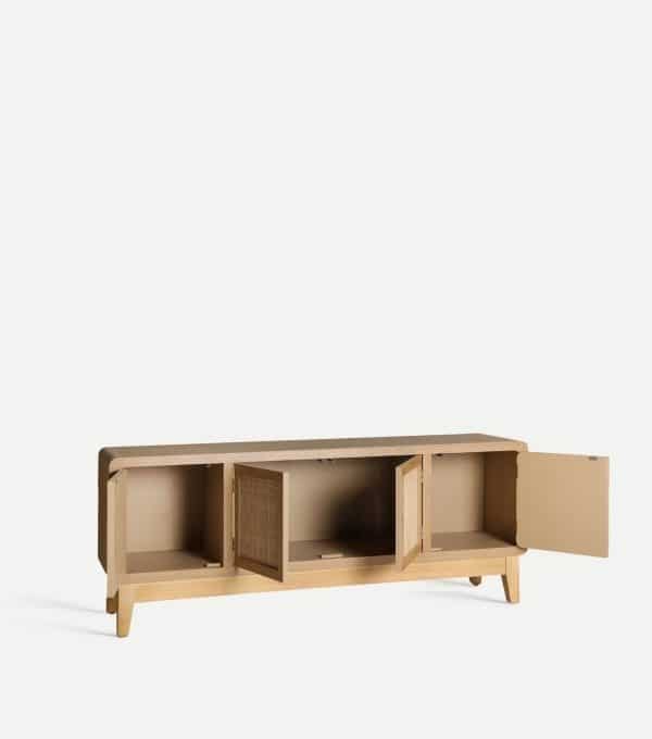 Mueble Auxiliar-Tv Abeto y Ratán Malena (165x45x53cm)