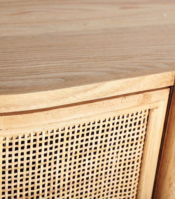 Mueble Auxiliar-TV Ovalado Fresno y Ratán Layki (120x43x60cm)