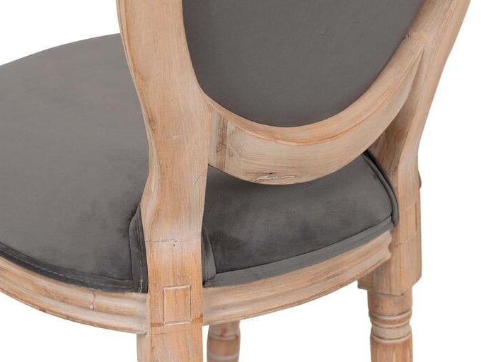 Set 2 Sillas Medallón Terciopelo Gris Camille, Estilo Isabelino ( 48x48x96 cm)