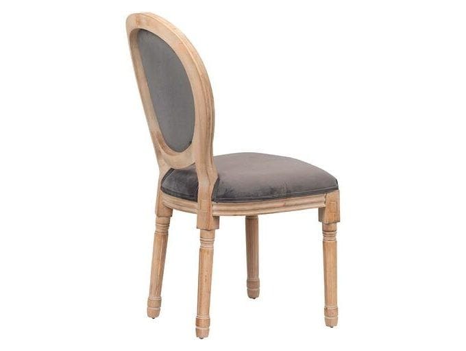 Set 2 Sillas Medallón Terciopelo Gris Camille, Estilo Isabelino ( 48x48x96 cm)