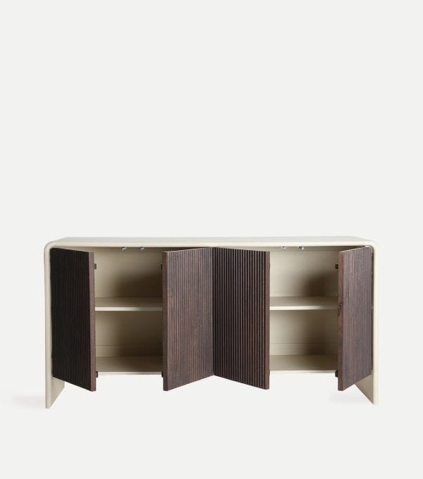 Aparador Bicolor Madera de Mango Acanalado Olav , Nórdico (160x45x80 cm)