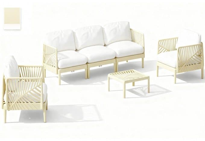 Set de Jardín en Poliéster PP con Sofá, Sillones y Mesita, Bahamas (222x74x70cm)