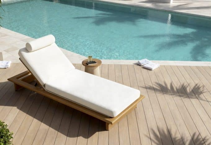 tumbona de jardín en aluminio marrón y cojín de ofelin