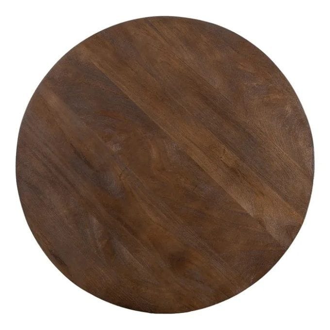 Mesa de Centro Redonda Madera Mango Oscuro Roger, Rústica (90dx45 cm)
