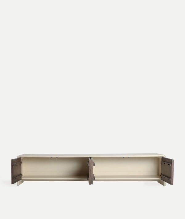 Mueble Auxiliar-TV Bicolor Madera de Mango Acanalado Olav , Nórdico (200x40x40 cm) - Imagen 2