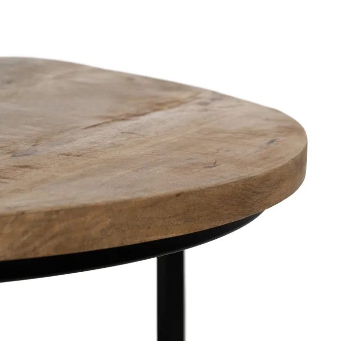 Set 2 Mesas Centro Nido Mango y Metal, Industrial (90dx40 cm)