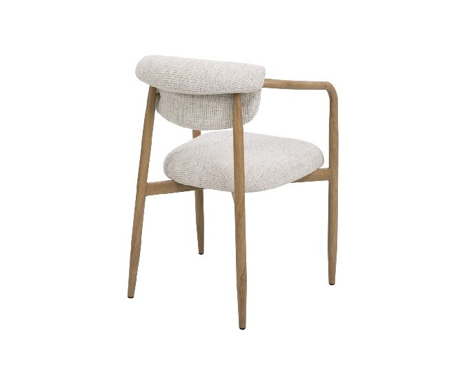 Set 2 Sillas con Apoyabrazos Tapizadas Chenilla Beige, Nórdico (57x59x81cm)