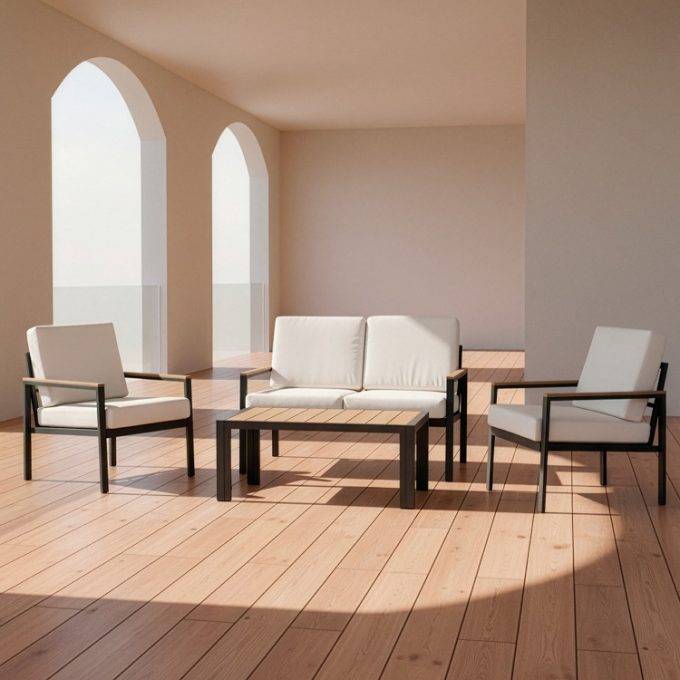 Set de Jardín en Aluminio Negro Bicolor , Elche(116x71x68 cm)