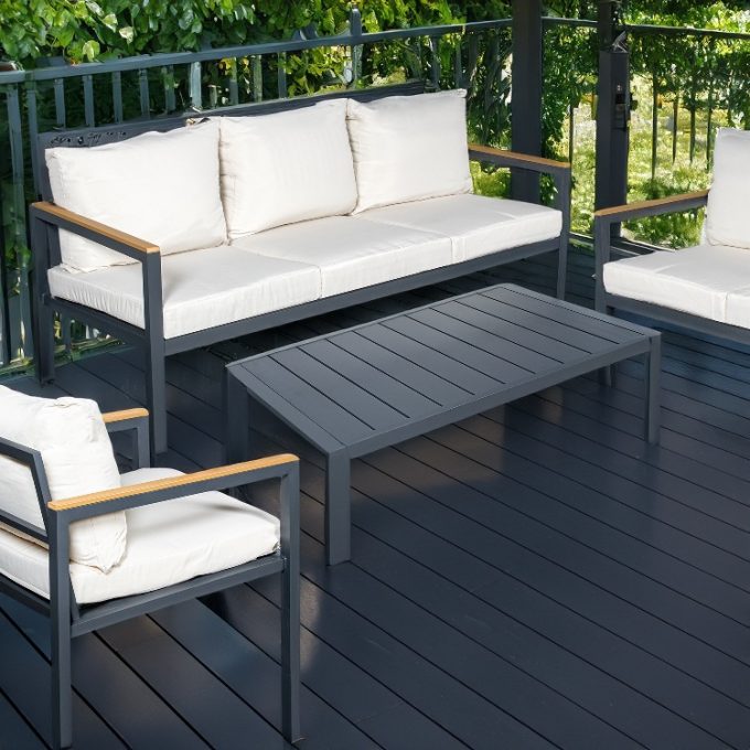 Set de Jardín en Aluminio Negro Bicolor , Elche(173x74x70 cm)