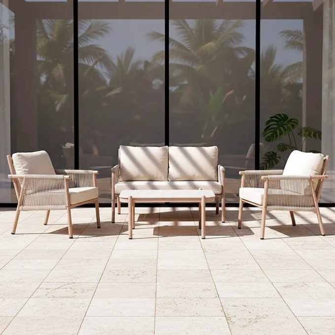 Set de Jardín en Aluminio y Ratán Sintético, Calpe (200x72x73 cm)