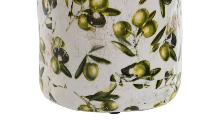 Jarrón en Gres con Ramos de Olivo, Estilo Mediterráneo (13dx35 cm)
