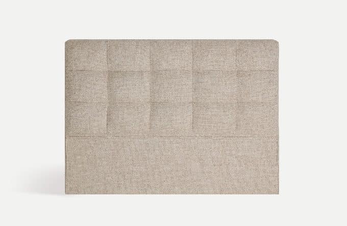 cabecero tapizado en tejido de poliéster tipo chenilla en crema