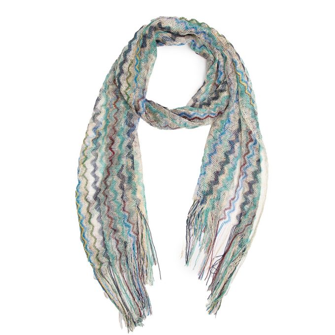 foulard punto azul listas zigzag multicolor