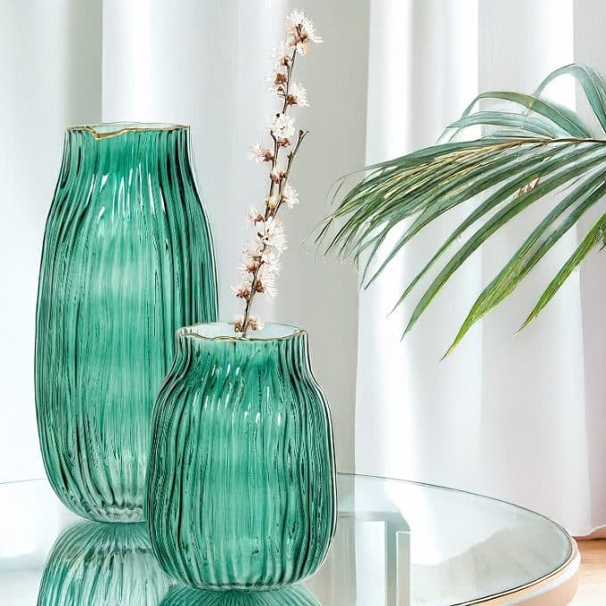 Jarrón Cristal Bicolor Verde y Morado Andrea (9x20 cm)