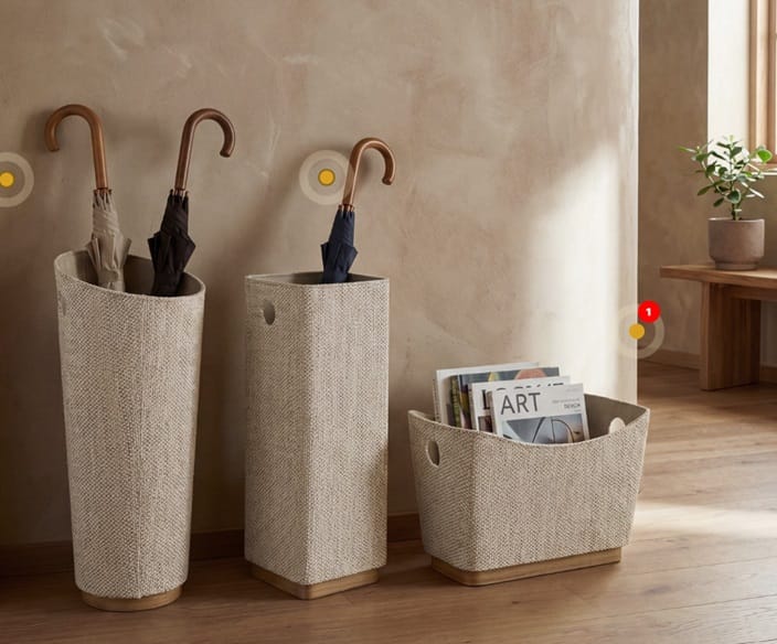 Revistero Tejido Beige Base de Madera (41x20x29 cm) - Imagen 2