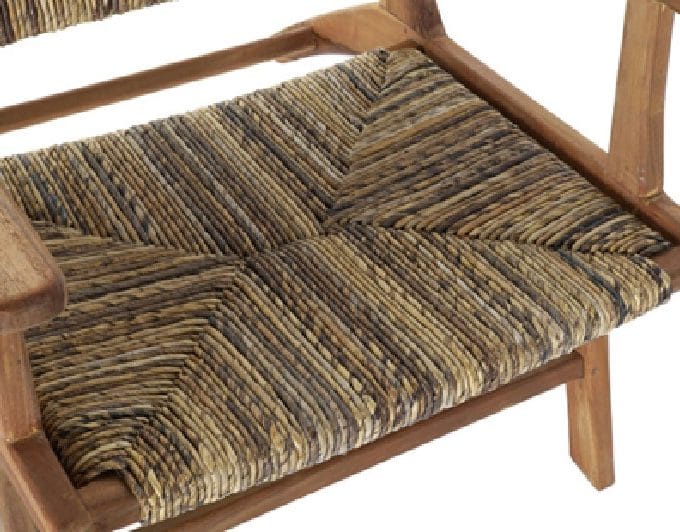 Sillón Bajo en Teca Natural y Fibra Trenzada Rodas (70X78X68 cm)