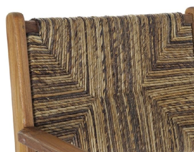 Sillón Bajo en Teca Natural y Fibra Trenzada Rodas (70X78X68 cm)