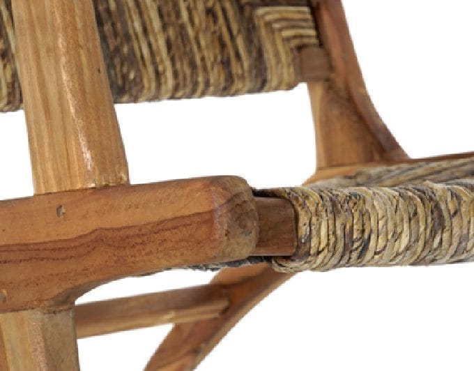 Sillón Bajo en Teca Natural y Fibra Trenzada Rodas (70X78X68 cm)