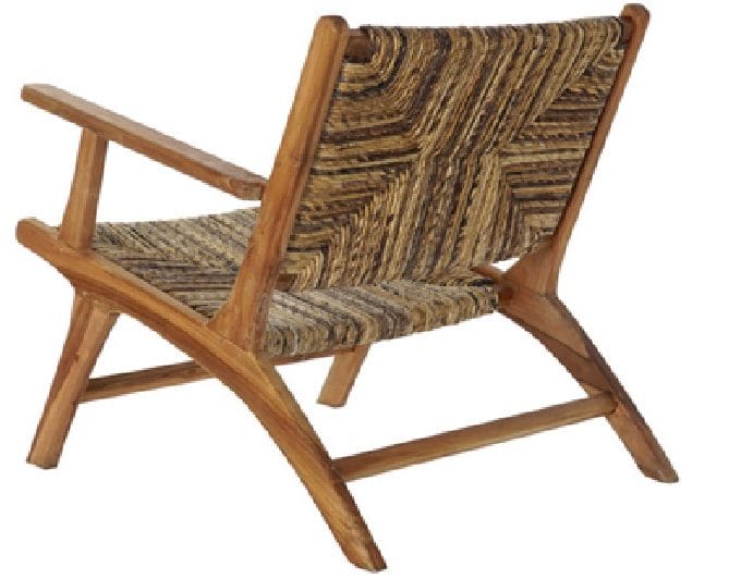 Sillón Bajo en Teca Natural y Fibra Trenzada Rodas (70X78X68 cm)
