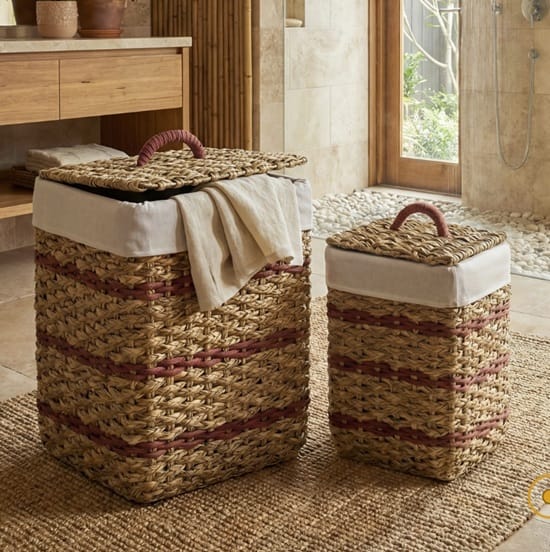 Set 2 Cestos Fibra Trenzada Natural y Beige , Nature(45x35x56 cm) - Imagen 7