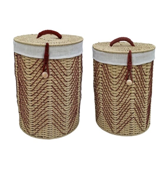 Set 2 Cestos Fibra Trenzada Natural y Beige , Nature(45x35x56 cm) - Imagen 4