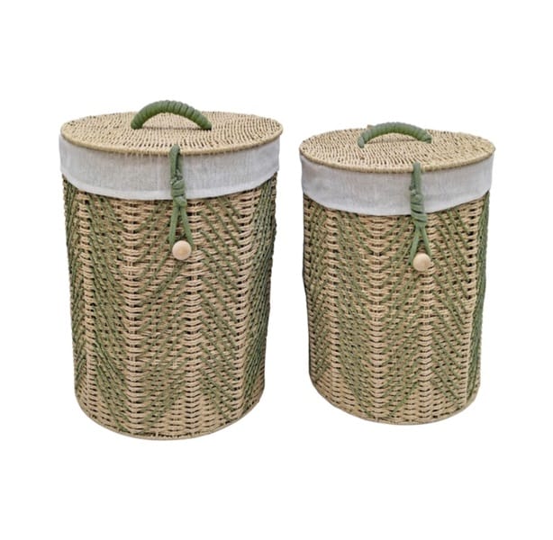 Set 2 Cestos Fibra Trenzada Natural y Beige , Nature(45x35x56 cm) - Imagen 3