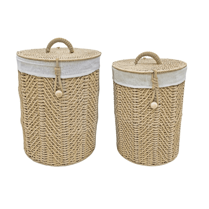 Set 2 Cestos Fibra Trenzada Natural y Beige , Nature(45x35x56 cm) - Imagen 5