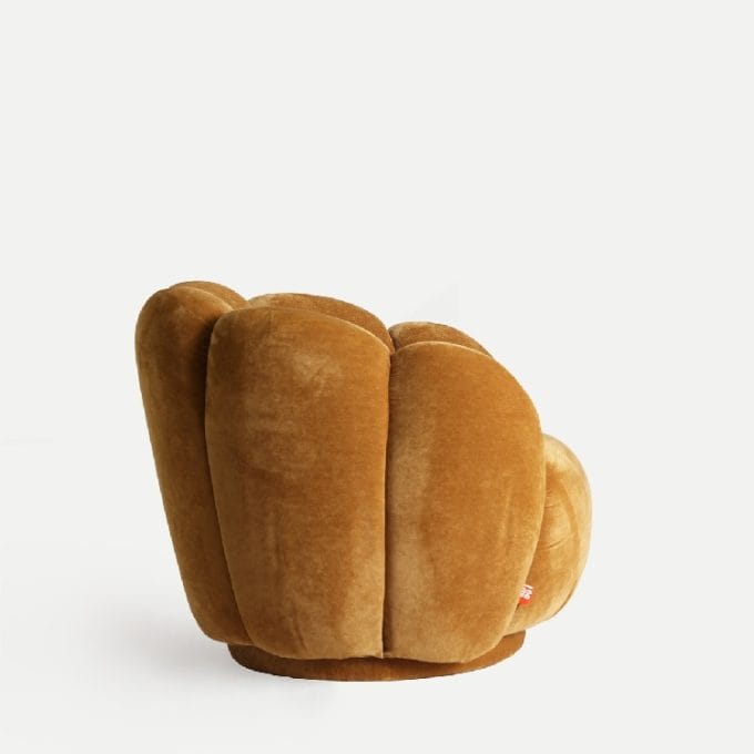 Sillón Tapizado Ocre Bloom, Art Deco (91x81x70 cm)
