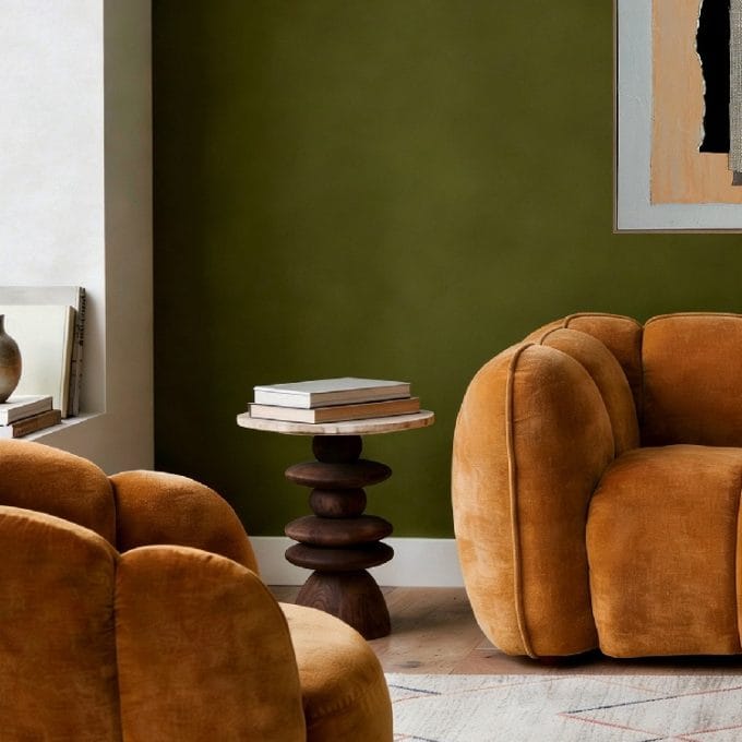 Sillón Tapizado Ocre Bloom, Art Deco (91x81x70 cm)