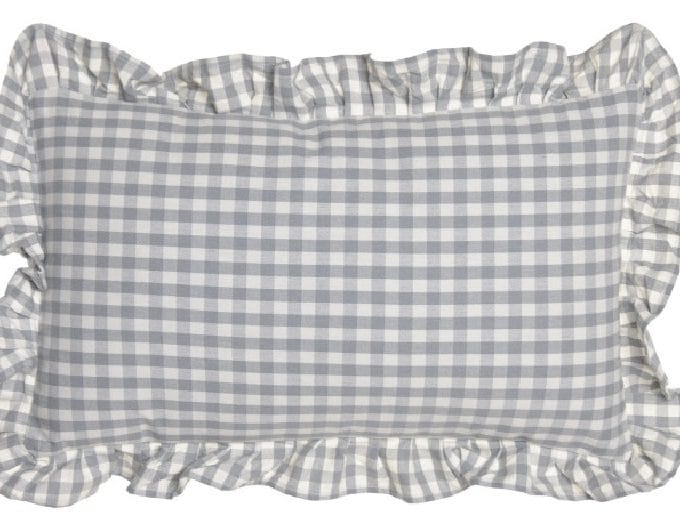 cojín algodón cuadritos de vichy blancos y grises 30x50 cm