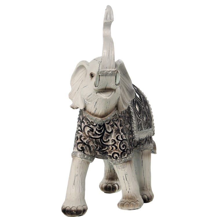 Figura Elefante Resina Blanco (27x10x26 cm) - Imagen 2